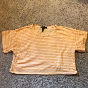 Yellow and white striped crop top
